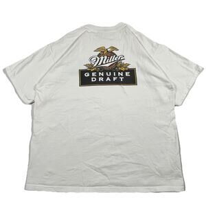 Vintage Miller Genuine Draft Beer T Shirt XL White Double Sided Logo Tee